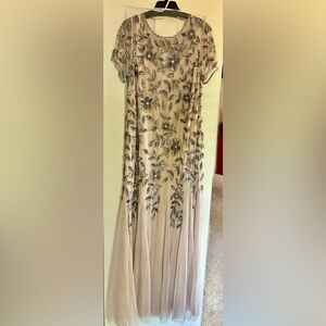 Adrianna Papell Women's Floral Beaded Godet Gown - Size 18